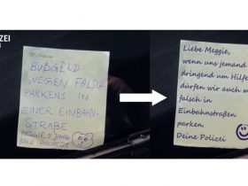 9歳の少女から警察に手書きの「駐禁カード」（ドイツ）